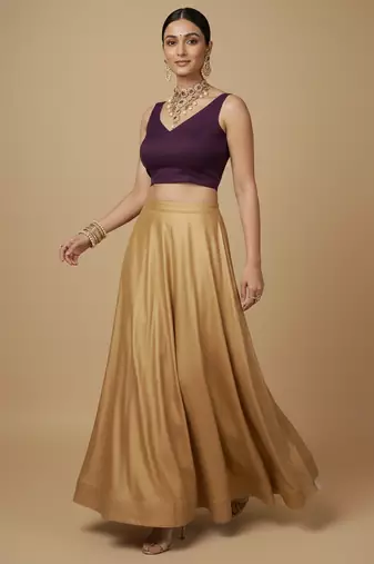 Solid premium silk v neck saree blouse