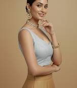 Solid premium silk v neck saree blouse