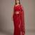 Red embroidered net saree