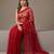 Red embroidered net saree
