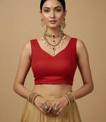 Solid premium silk v neck saree blouse
