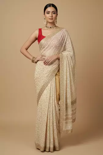 Solid premium silk v neck saree blouse