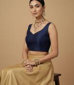 Solid premium silk v neck saree blouse