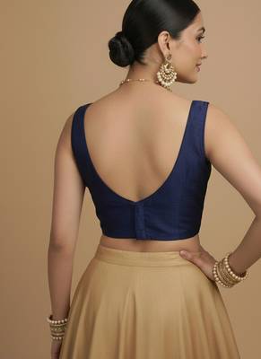 Solid premium silk v neck saree blouse 3