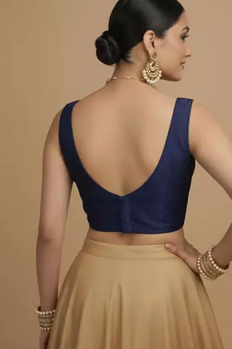 Solid premium silk v neck saree blouse