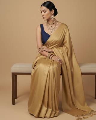 Solid premium silk v neck saree blouse 5