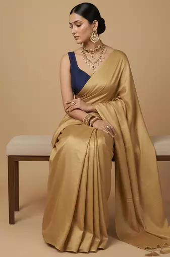 Solid premium silk v neck saree blouse