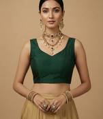 Solid premium silk v neck saree blouse