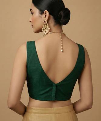 Solid premium silk v neck saree blouse 2