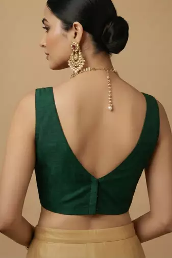 Solid premium silk v neck saree blouse