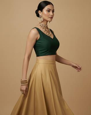 Solid premium silk v neck saree blouse 3