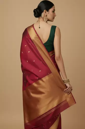 Solid premium silk v neck saree blouse