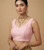 Solid premium silk v neck saree blouse