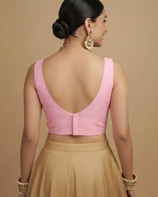 Solid premium silk v neck saree blouse 2