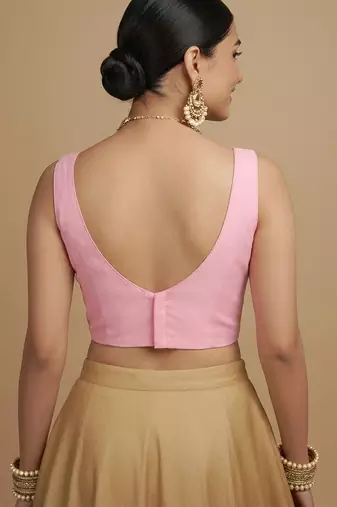 Solid premium silk v neck saree blouse