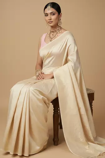 Solid premium silk v neck saree blouse