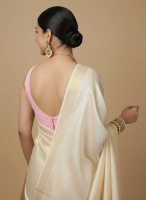 Solid premium silk v neck saree blouse 4