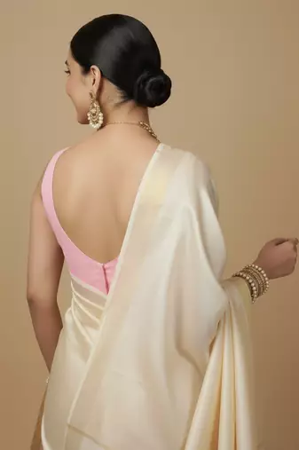 Solid premium silk v neck saree blouse