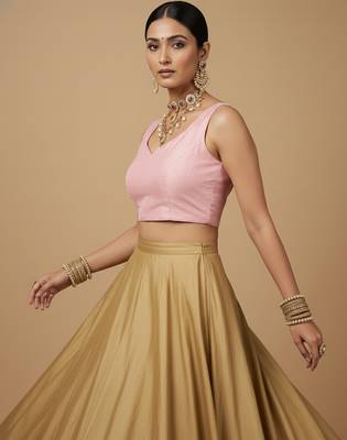 Solid premium silk v neck saree blouse 5