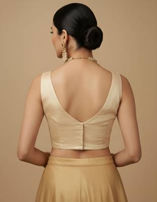 Solid premium silk v neck saree blouse 2