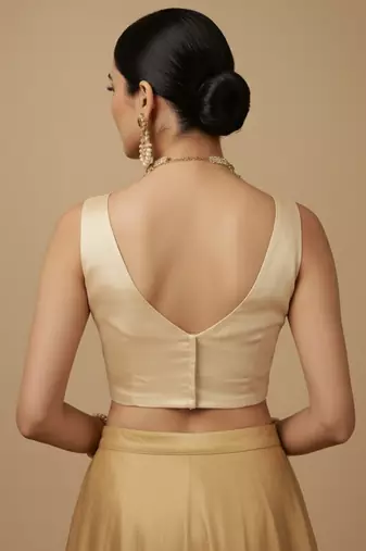 Solid premium silk v neck saree blouse