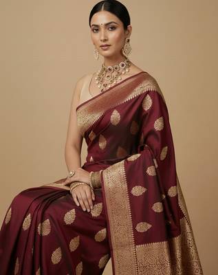 Solid premium silk v neck saree blouse 5