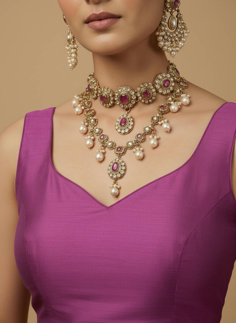 Solid premium silk v neck saree blouse