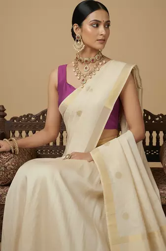 Solid premium silk v neck saree blouse
