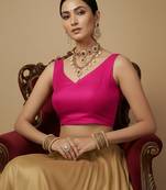 Solid premium silk v neck saree blouse