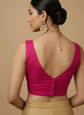 Solid premium silk v neck saree blouse 2