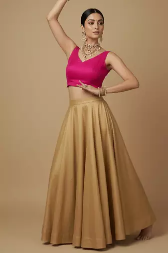 Solid premium silk v neck saree blouse