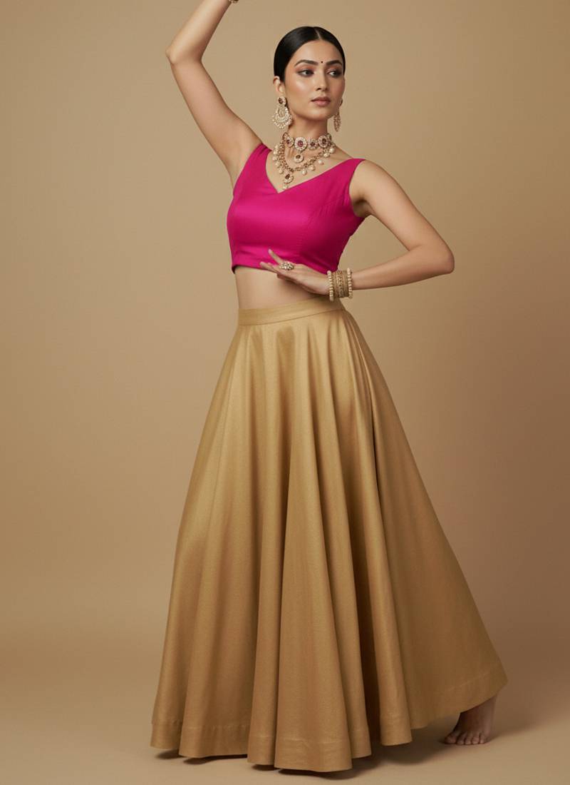 Solid premium silk v neck saree blouse