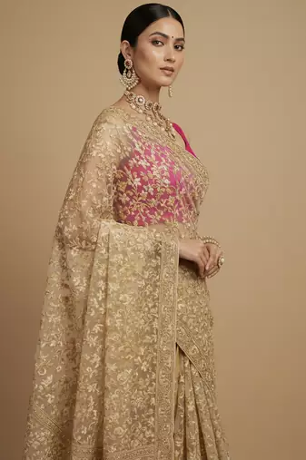 Solid premium silk v neck saree blouse