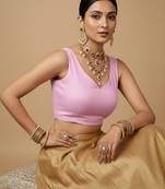 Solid premium silk v neck saree blouse