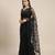 Black embroidered net saree