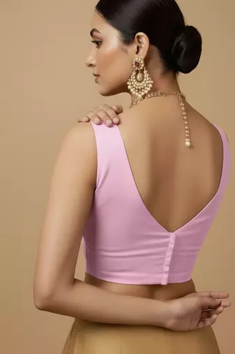 Solid premium silk v neck saree blouse