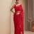 Red embroidered net saree