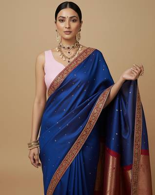 Solid premium silk v neck saree blouse 3