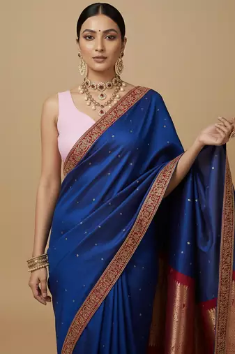 Solid premium silk v neck saree blouse