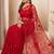 Red embroidered net saree