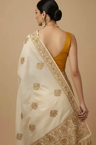 Solid premium silk v neck saree blouse