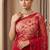 Red embroidered net saree