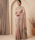 Purple embroidered butti salsa nylon saree