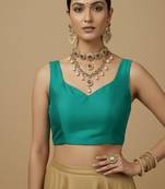 Solid premium silk v neck saree blouse
