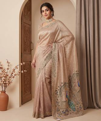 Purple embroidered butti salsa nylon saree 3