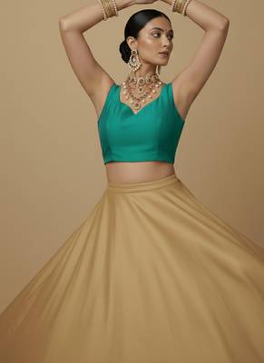 Solid premium silk v neck saree blouse 3