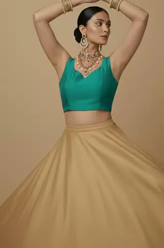 Solid premium silk v neck saree blouse