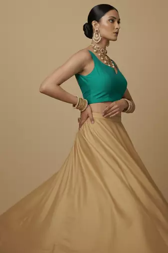 Solid premium silk v neck saree blouse