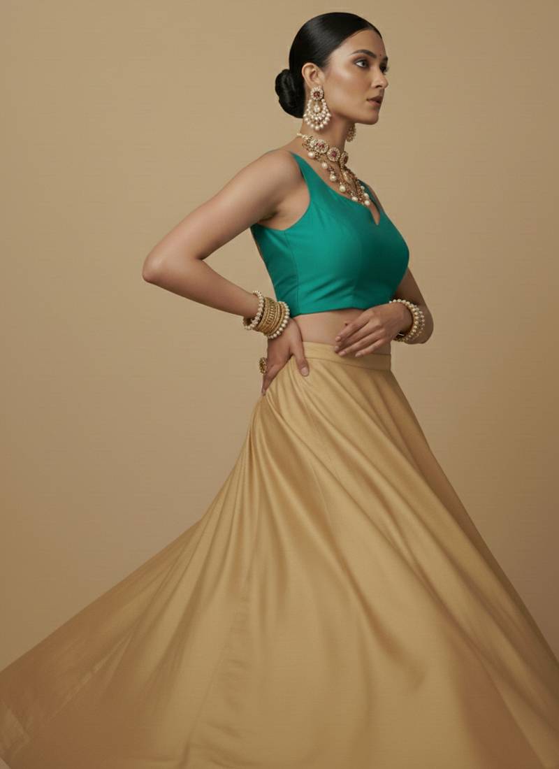 Solid premium silk v neck saree blouse