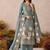 Teal pure shimmer silk heavy thread embroidery work readymade salwar kameez